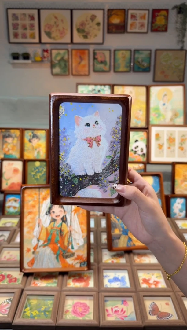 国画紫藤花猫咪 手绘国画6