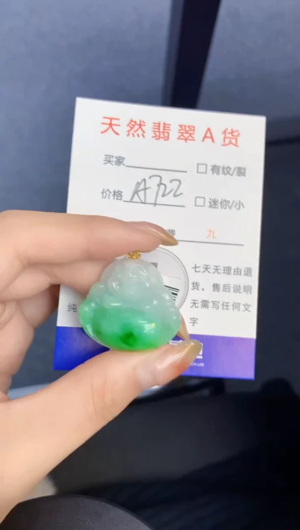颈饰18K金镶嵌翡翠天然A货缅甸翡翠百元以上9元证书费自理