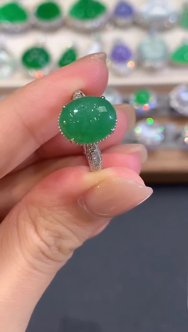 18K金镶嵌戒指翡翠a48   多样性一件发货