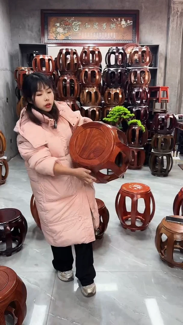 【闪购商品】花梨木类家具花梨木花梨色大号鼓凳4个