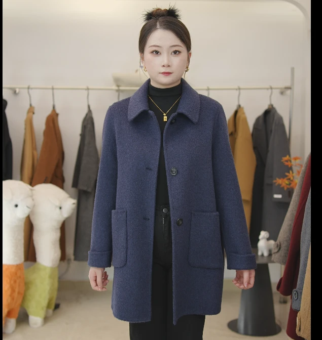 2026秋冬新款双面羊毛大衣时尚百搭宽松女士高级显瘦大衣050款