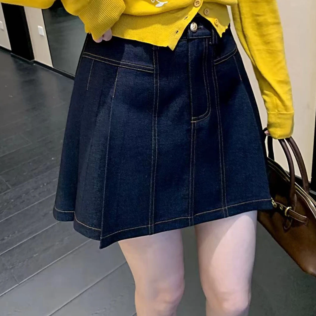 【芝士Cheese】加州旷野漫步 A字百褶纯色高腰韩版百搭半身裙