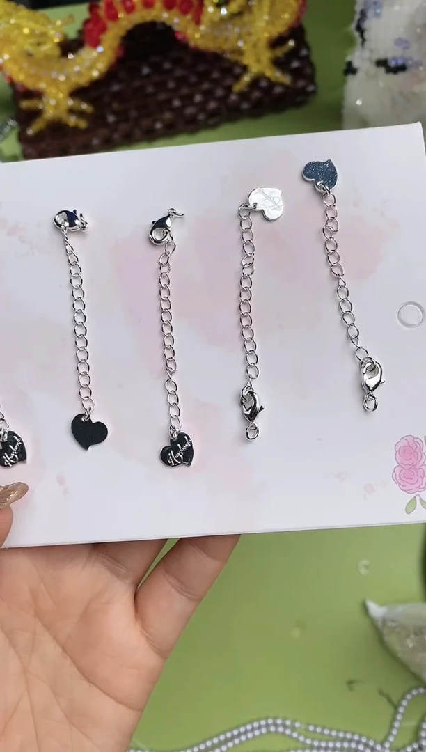 玻璃2481爱心项链5条银色