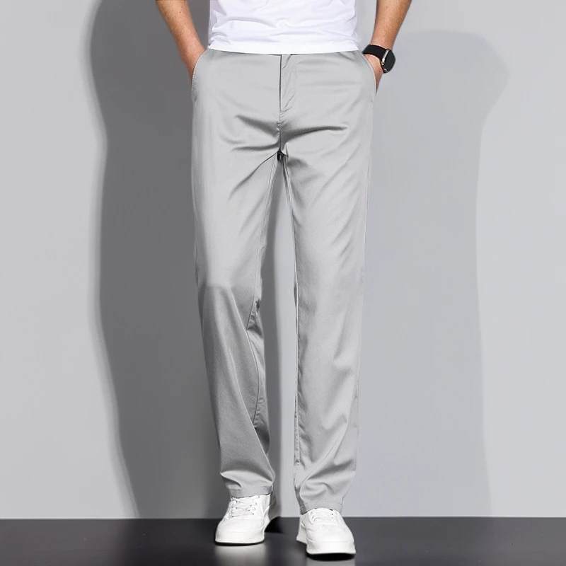 夏季新款男士休闲裤2025年夏季超薄免烫不吸灰时尚百搭商务长裤