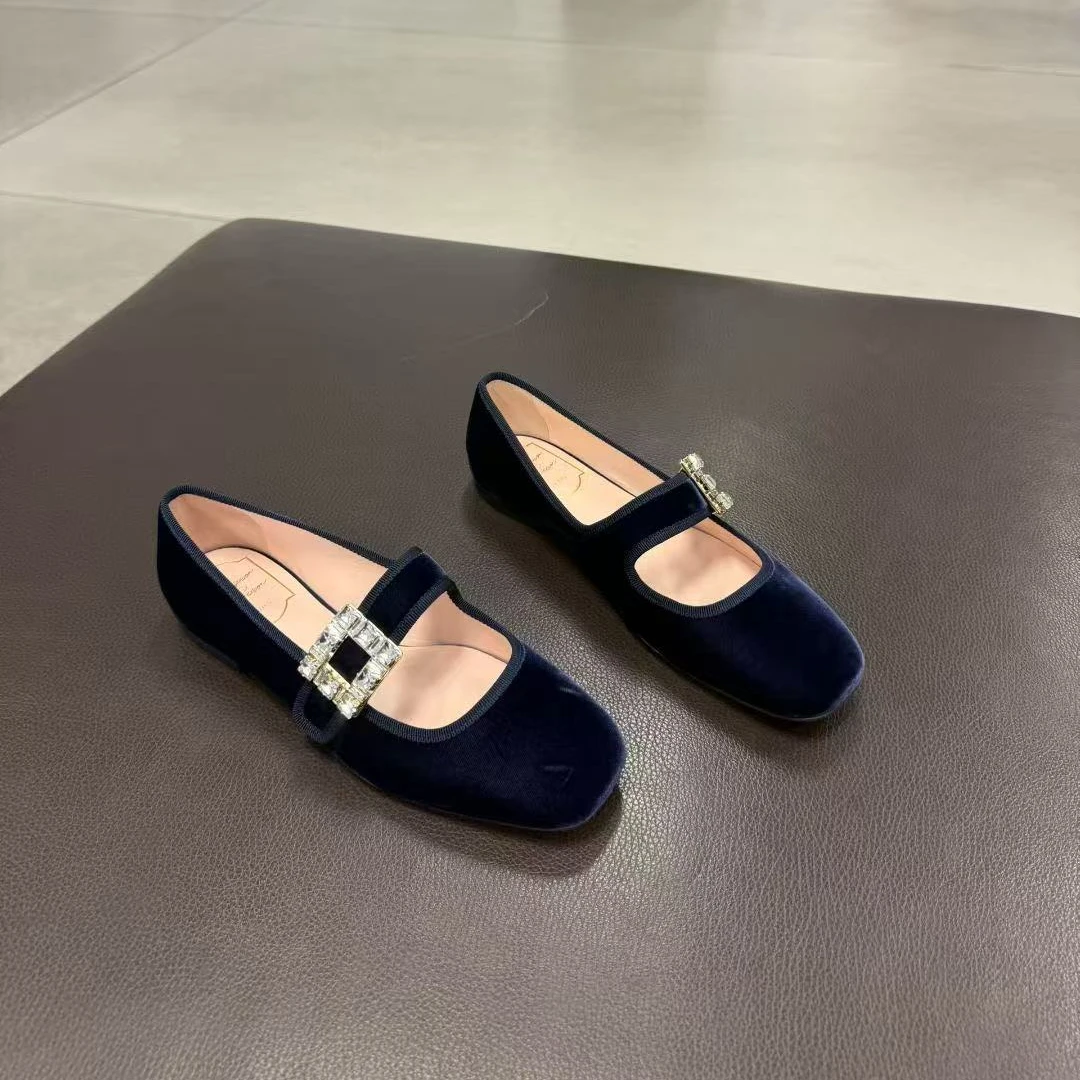 未使用 Roger Vivier/罗杰·维威耶 /六六/女款蓝色丝绒单鞋