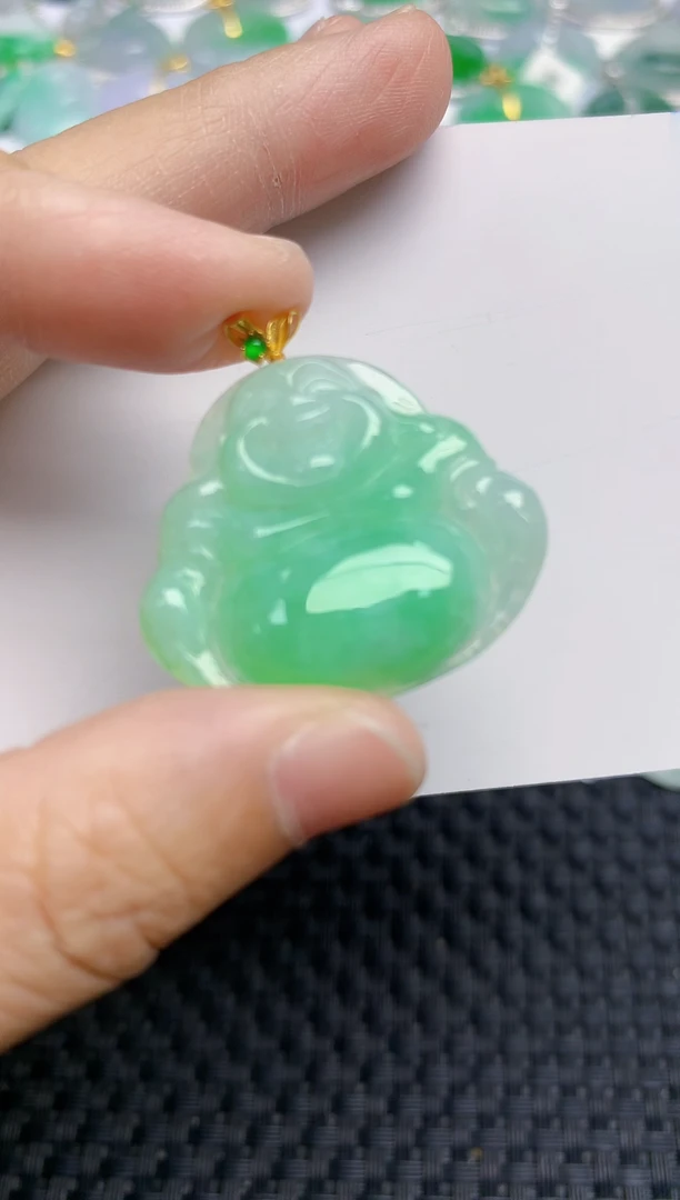 颈饰18K金镶嵌翡翠天然缅甸A货翡翠百元以上9元证书费自理