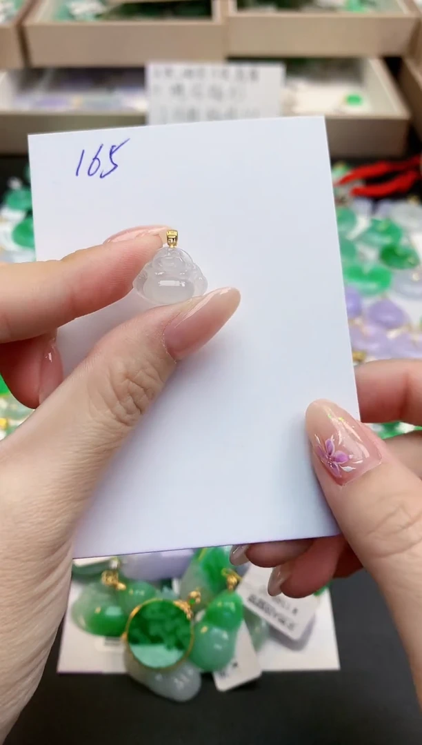 颈饰18K金镶嵌翡翠天然缅甸A货翡翠