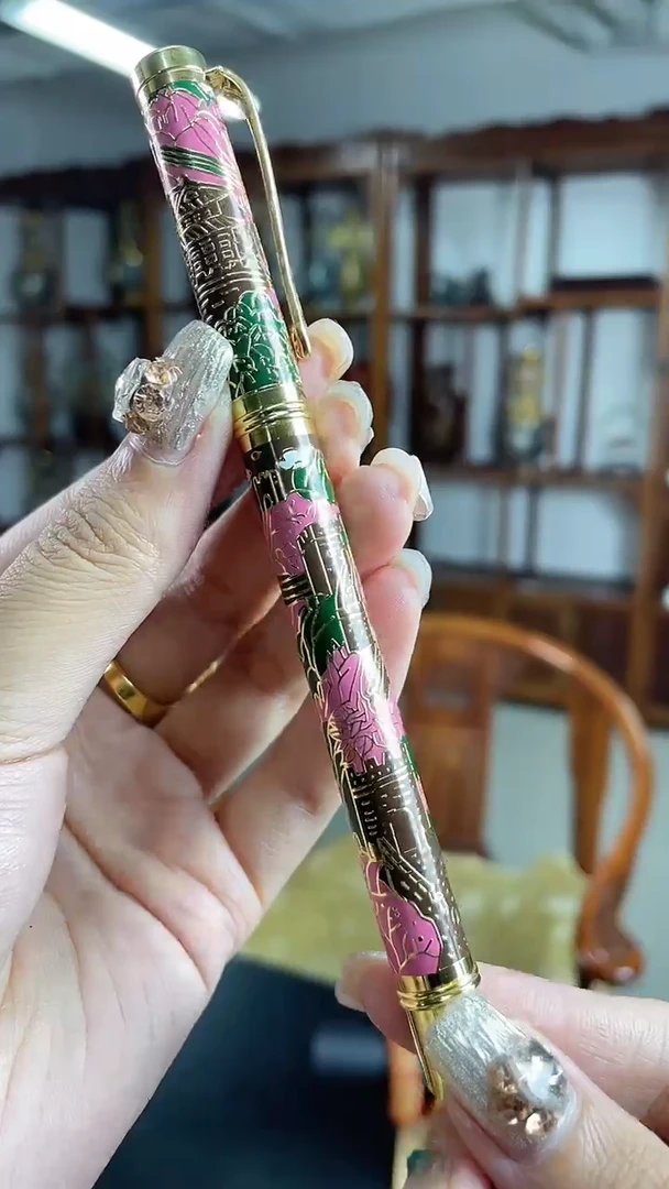 非遗手工景泰蓝圆珠笔长城紫色