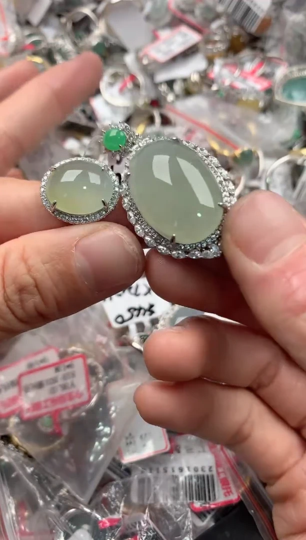 银S925镶嵌戒指翡翠999----10