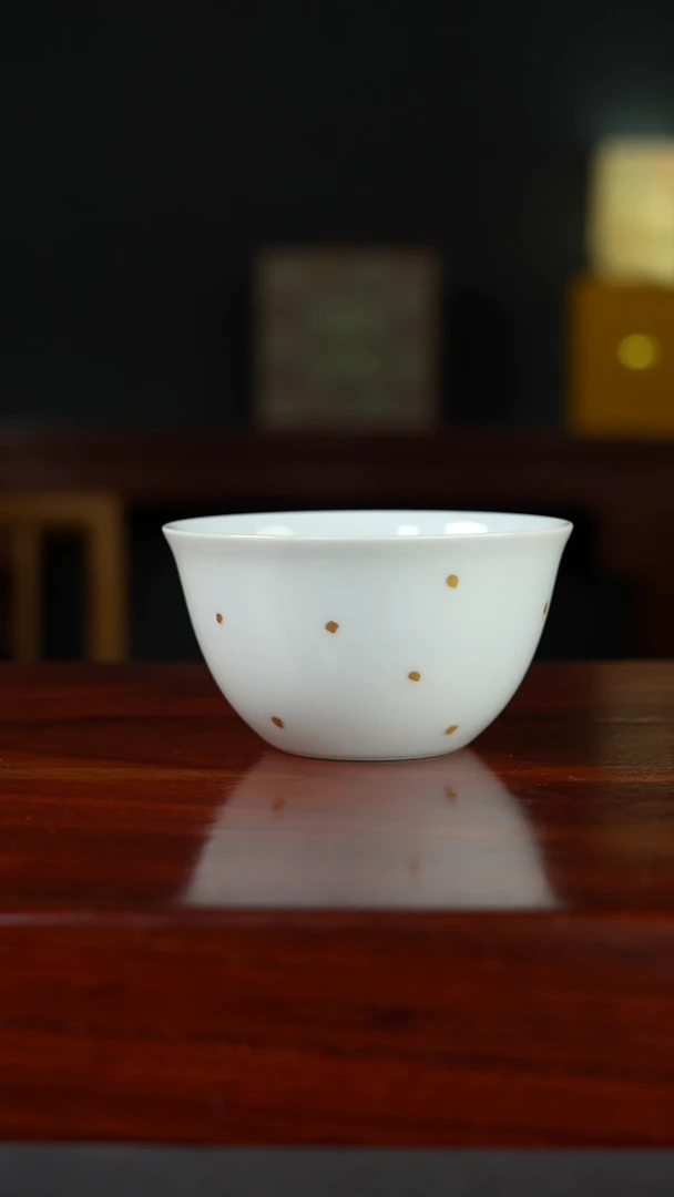 祖传窑真柴窑传承400年描金卧足杯