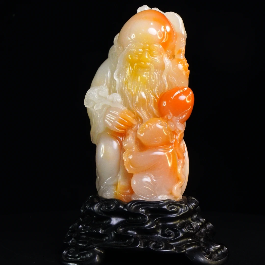 45寿山石三彩结晶芙蓉福星摆件408.8克4.9x5.8x10.8