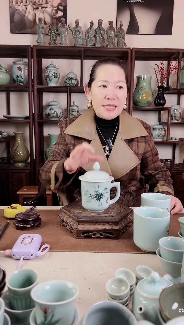 釉中彩 将军杯（竹子）