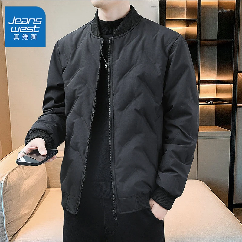 真维斯男装潮牌棉袄棒球领外套男士秋冬款棉衣修身棉服轻薄保暖潮
