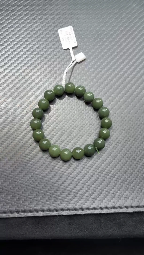 未镶嵌手链和田玉若羌夹层料卡10手串微色差