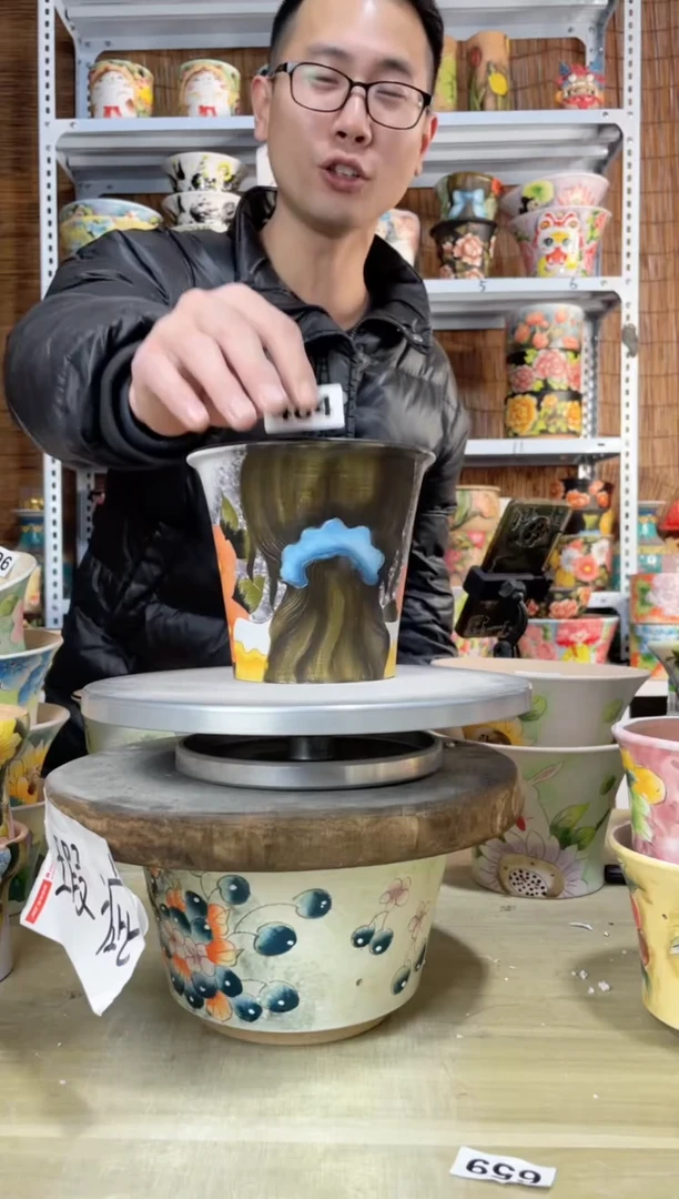 【闪购商品】摆件484陶花岛多肉陶瓷花盆罐——微瑕