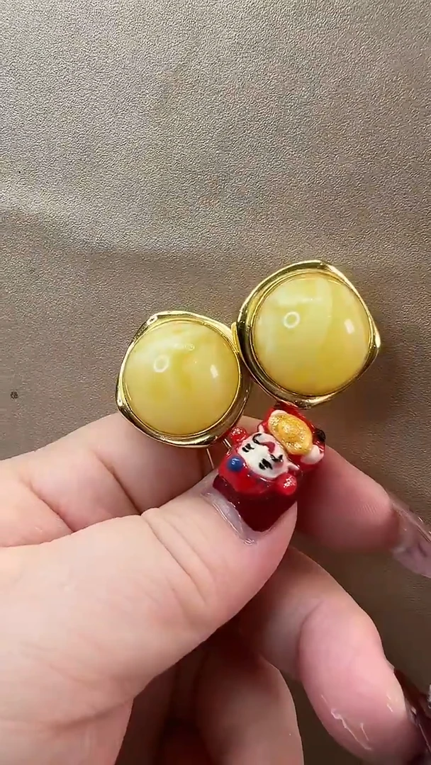 【闪购商品】琥珀耳饰未镶嵌耳环