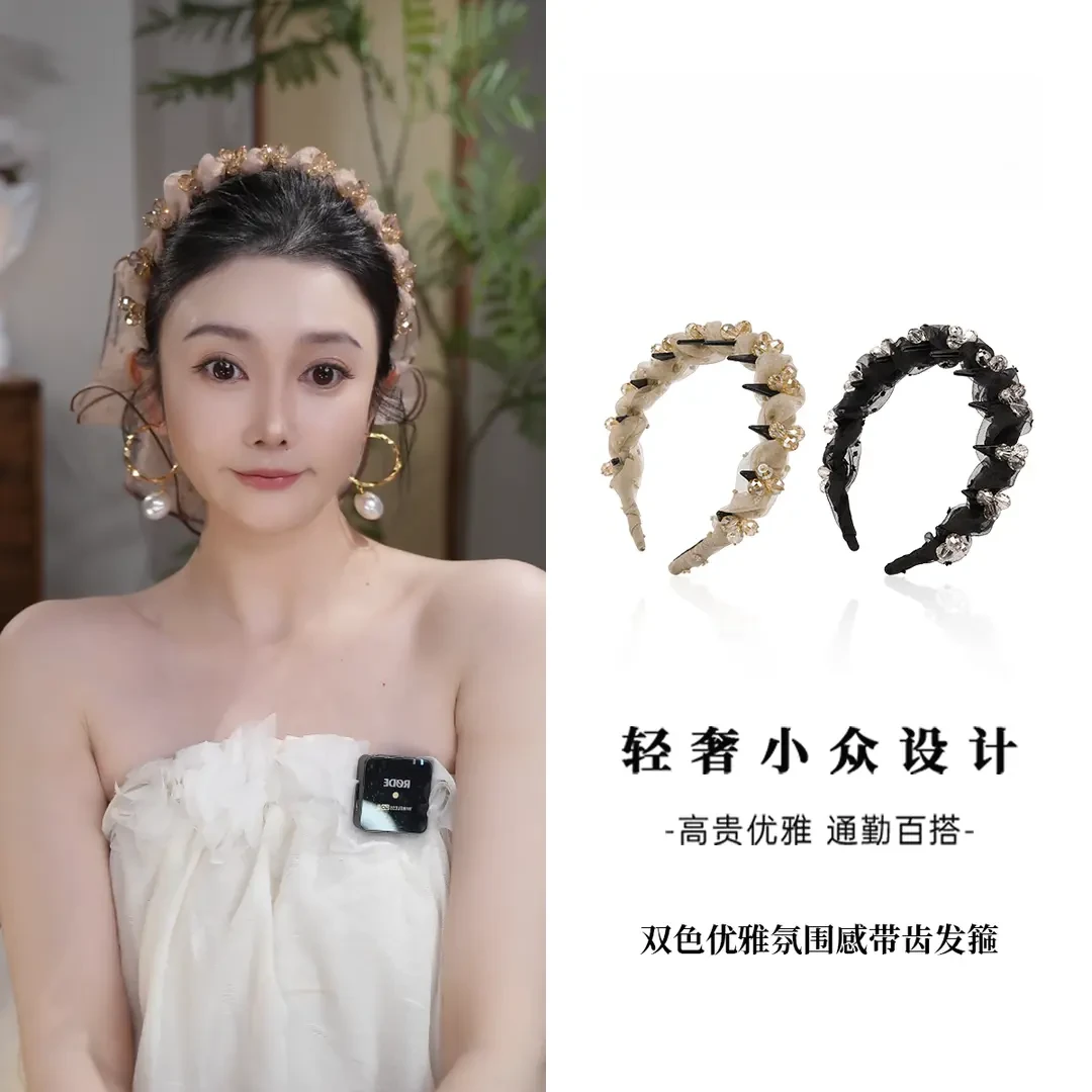 新款奶茶色氛围感优雅发箍带齿防滑百搭发卡高级感小众时尚发卡