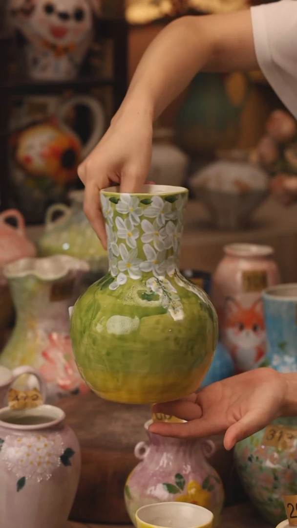 陶瓷420景德镇设计师手作花器摆件侘寂风