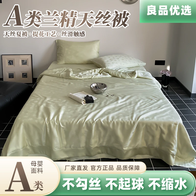 2025新款60支兰精天丝提花夏被四件套蚕丝轻奢简约凉感丝滑纯色