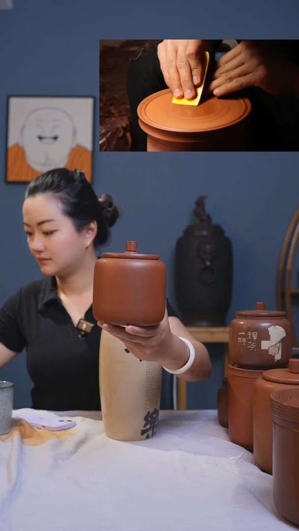 吉****下建水紫陶全手工茶叶罐小满微瑕
