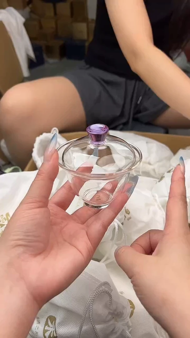 禾墨二才盖碗浅紫色