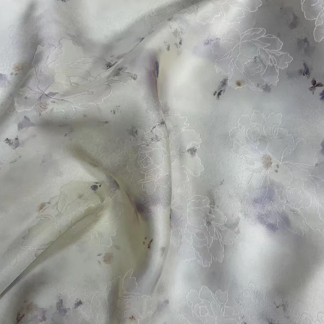 【绒兰】双面提花大王缎面料 17号 点缀紫