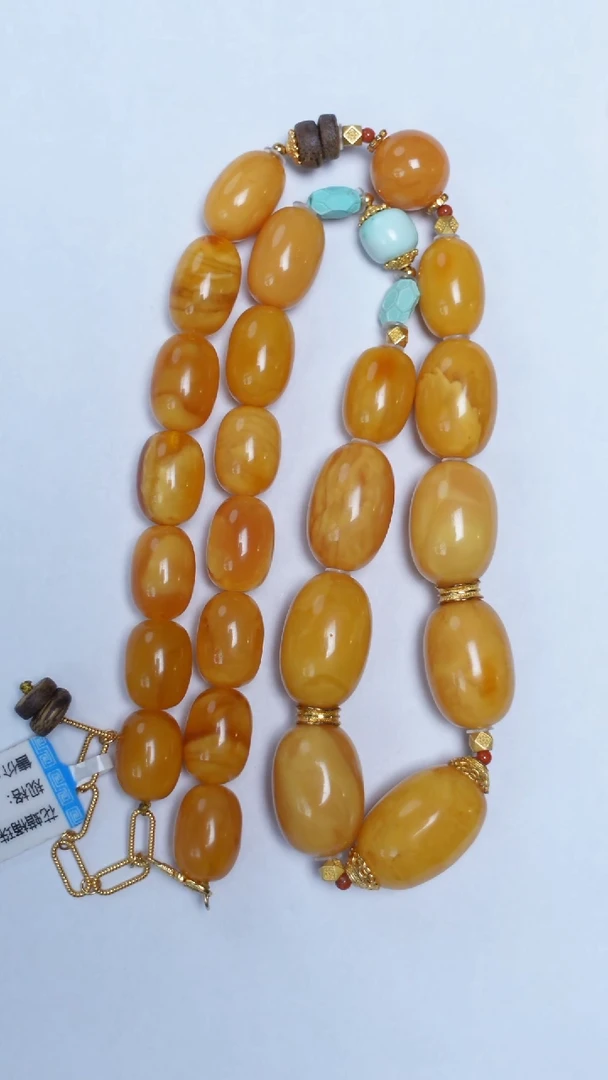 琥珀颈饰未镶嵌花蜡枣珠塔链10-14mm