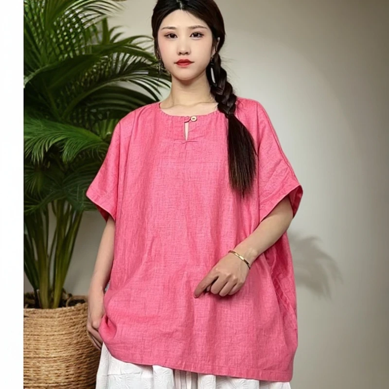 【棉娃娃原创】亚麻短袖百搭上衣