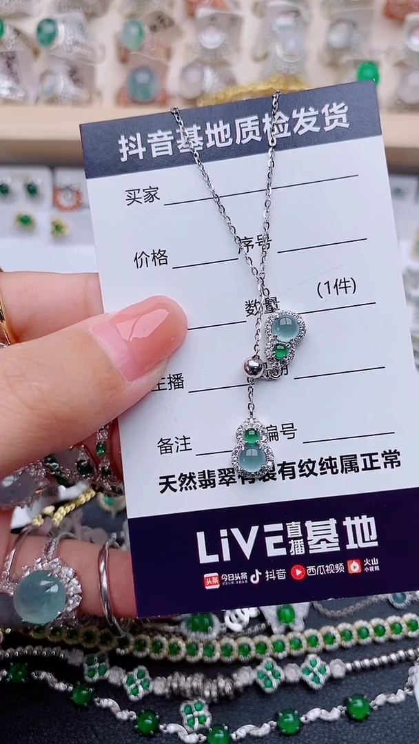 翡翠银S925镶嵌项链............