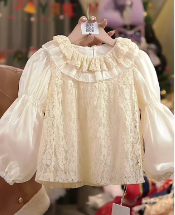 【1019】儿童春款洛丽塔打底衫女童洋气宝宝百搭舒适柔软蕾丝