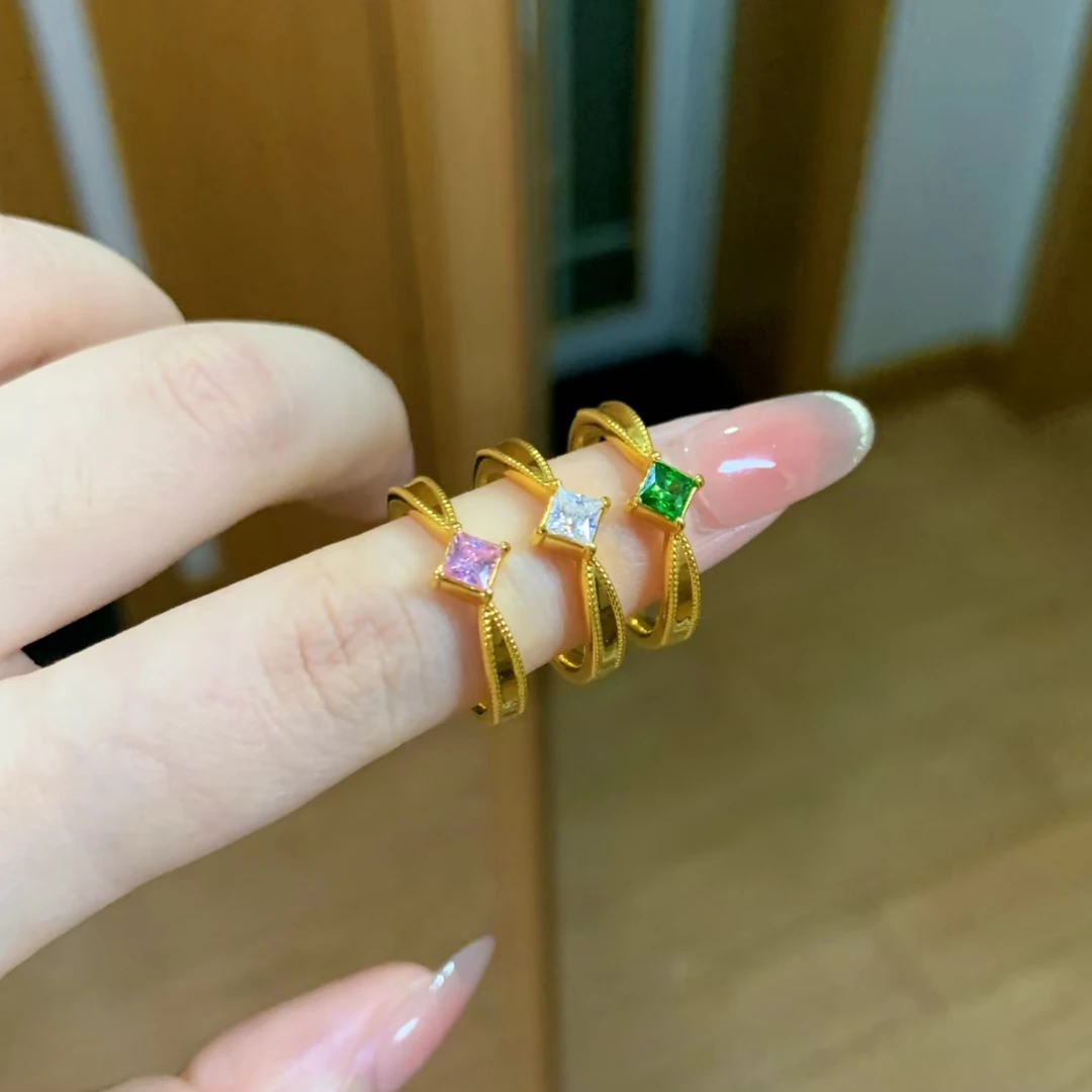 【菲菲专享】足金999 公主方戒指 6D工艺 圣诞元旦 （多样性发其一）.