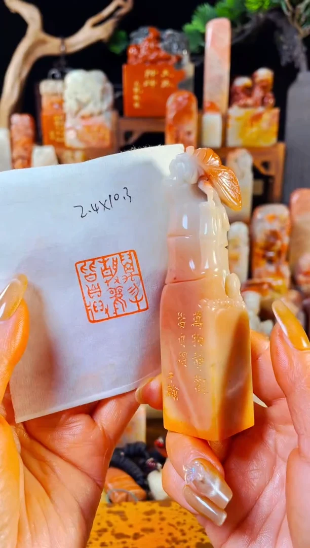 【闪购商品】老挝石印石手工篆刻《万物静观皆自得》2.4