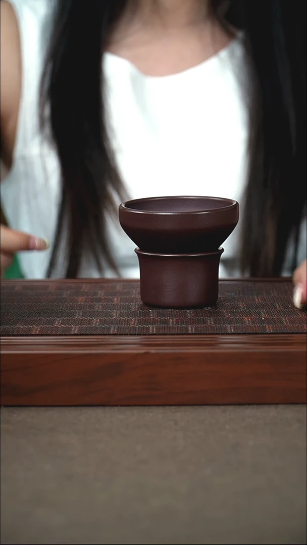 茶杯紫砂原矿紫泥茶漏 两件套