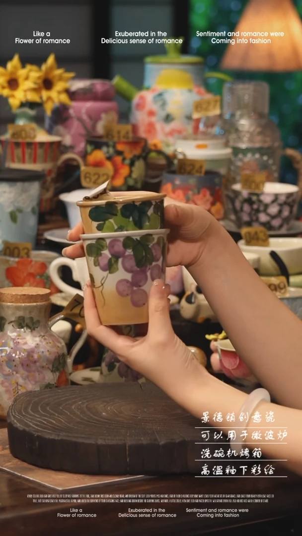 陶瓷一对景德镇高温釉下彩手工手绘款式