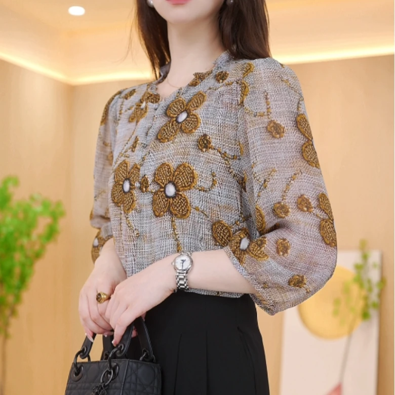 敬亭2025新款新中式国风设计感气质小衫M585欢欢