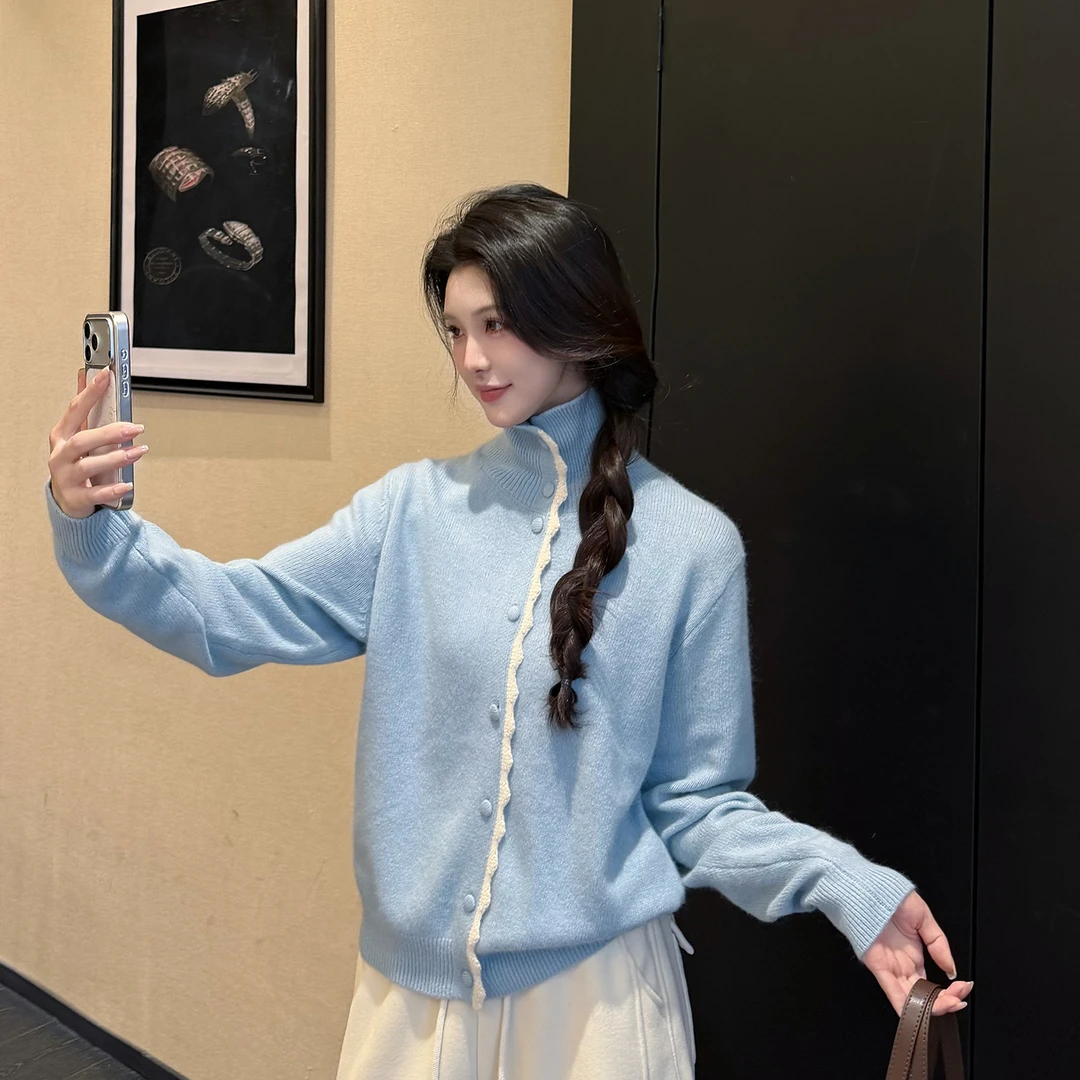 【YANYAN】高领花边毛衣女秋冬慵懒风长袖针织衫YY-9371