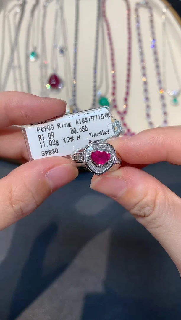 铂Pt850镶嵌戒指定制红宝石W361|18800