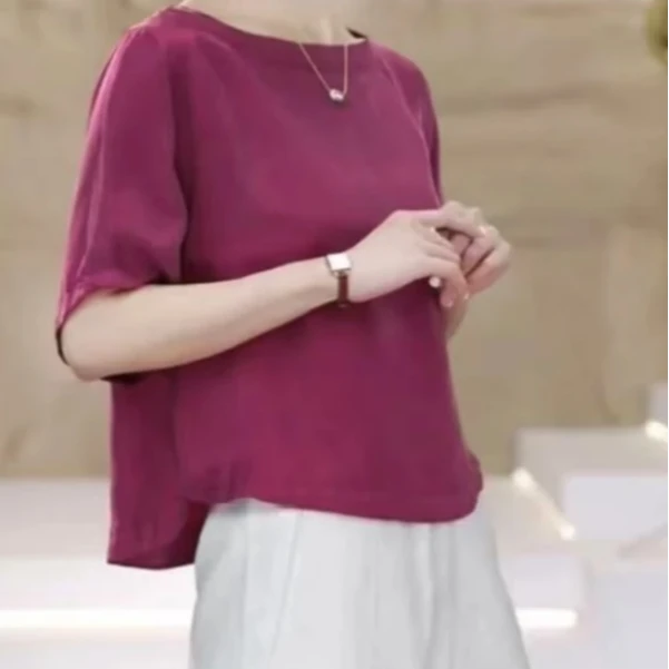 夏季显瘦气质时尚大圆领禅意风小衫百搭简约宽松纯色