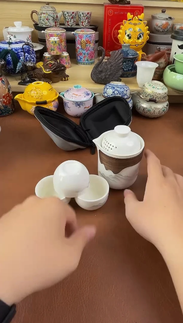 陶瓷茶具摆件旅行套组