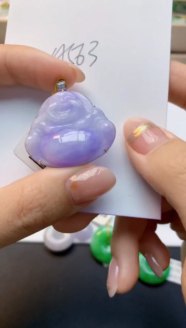 颈饰18K金镶嵌翡翠天然A货缅甸翡翠百元以上9元证书费自理