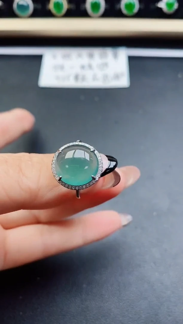 翡翠戒指银S925镶嵌508001