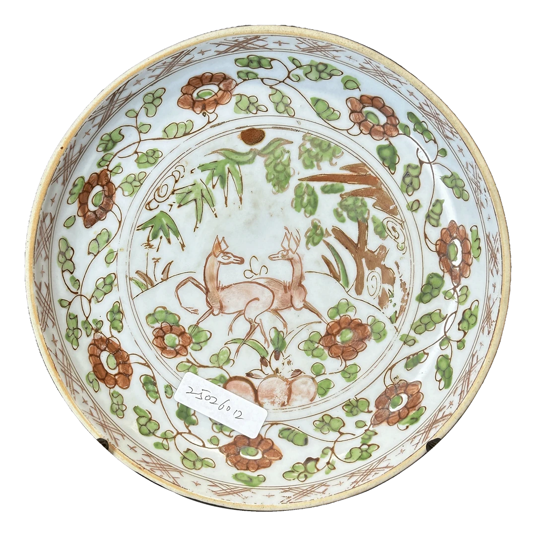 25026012x红绿彩双鹿盘