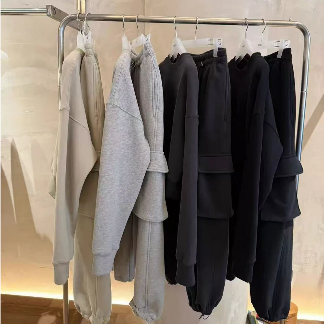 blossom韩国东大门2025冬款向日葵同款卫衣+卫裤加绒套装