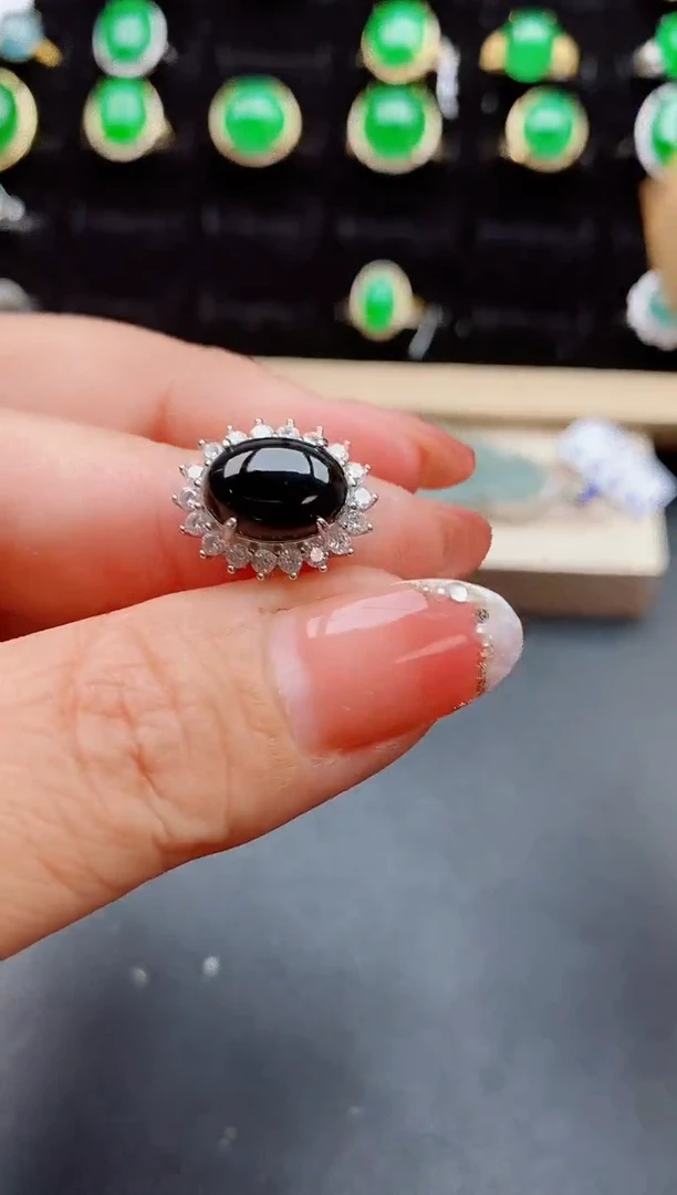 【闪购商品】翡翠戒指银S925镶嵌080505