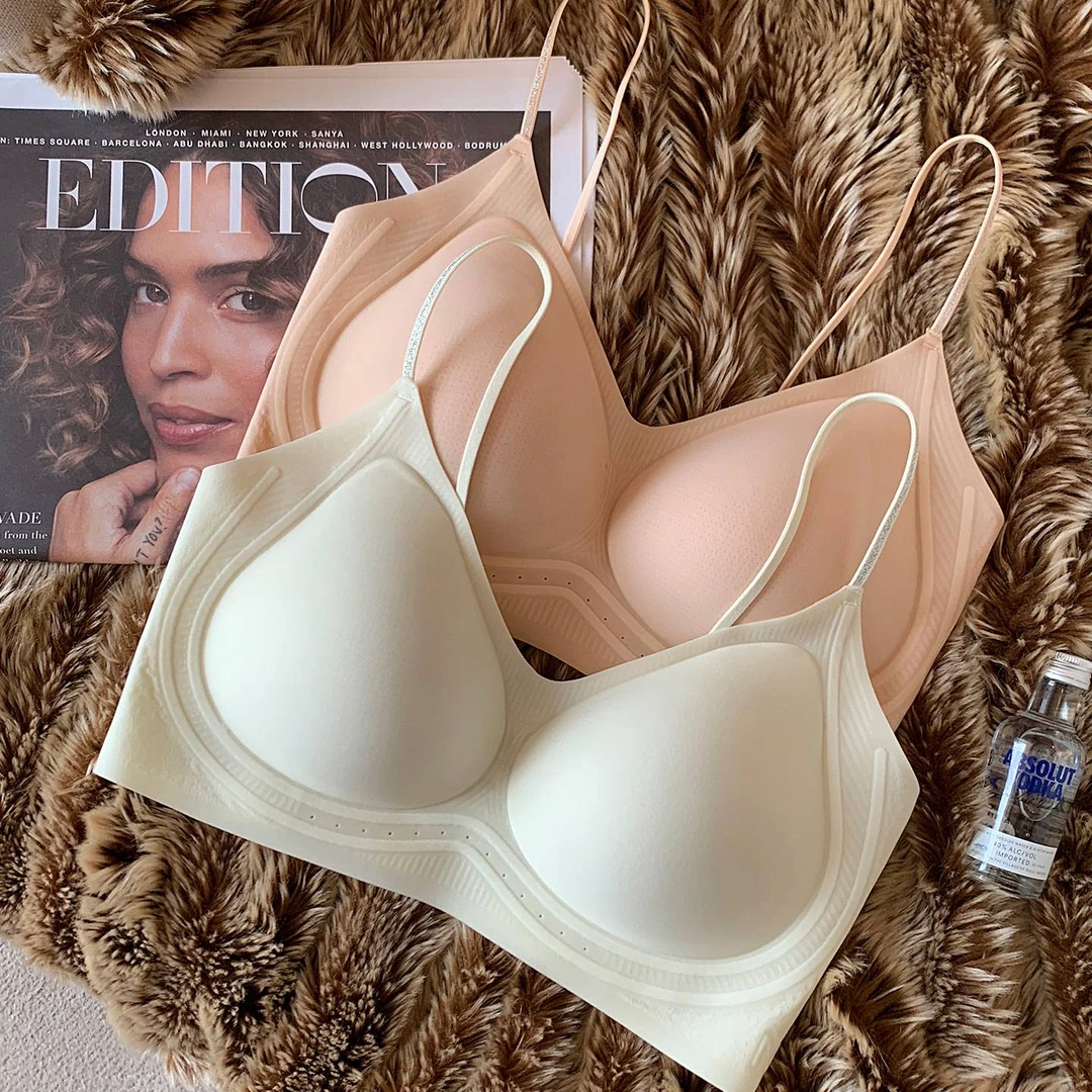 超薄凉感小胸吊带内衣女美背透气收副乳夏季粉底液薄款冰丝文胸罩