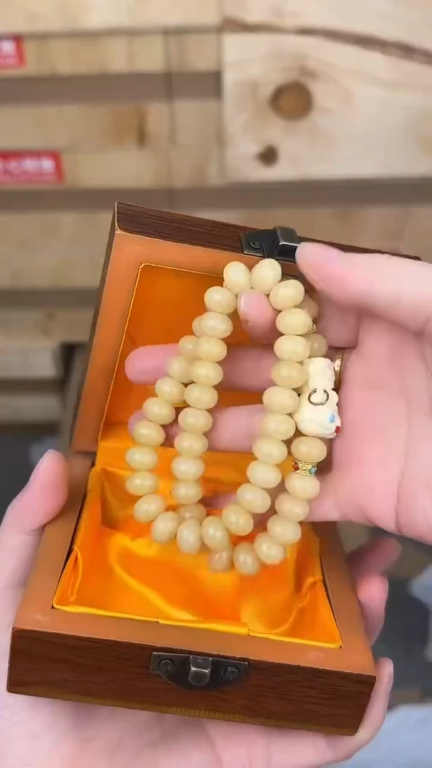 品茗文玩阁奶黄菩提度母双圈链接@@L039