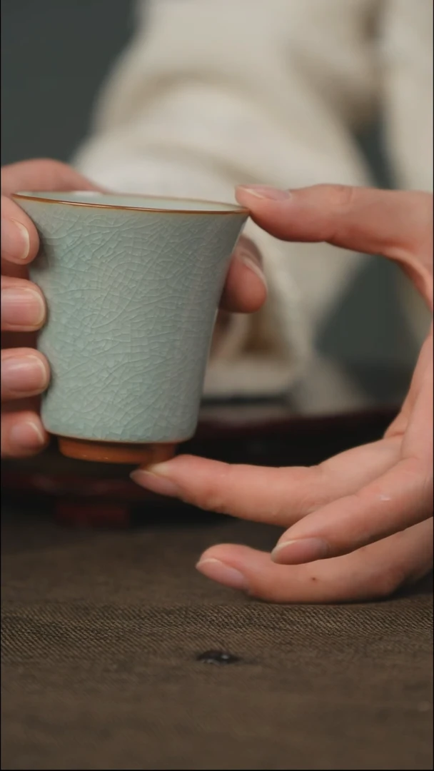 鱼鳞冰花 闻香杯 带底款  单只