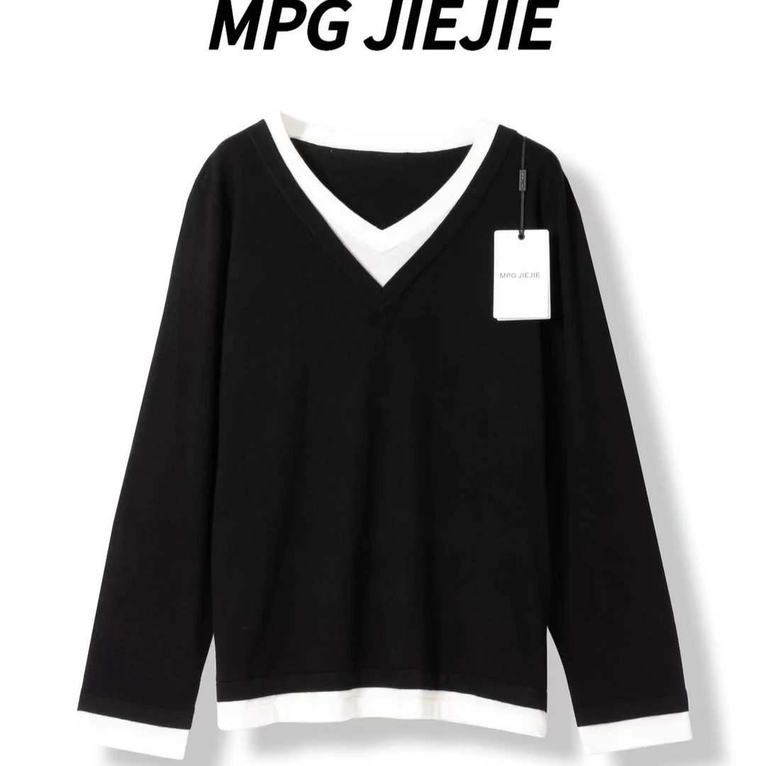 MPG JIEJIE【姿态】25早秋大码假两件显瘦毛衣