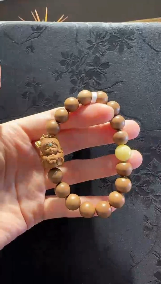 手串蜜蜡18K金镶嵌凤九