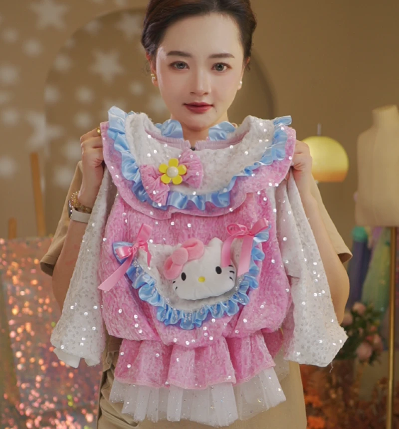 （hello小猫）2025粉色外套韩版女童外套洛丽塔纱裙